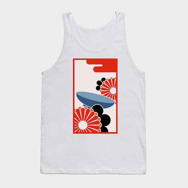 Chrysanthemum and Sake Cup Tank Top by Nishinegi